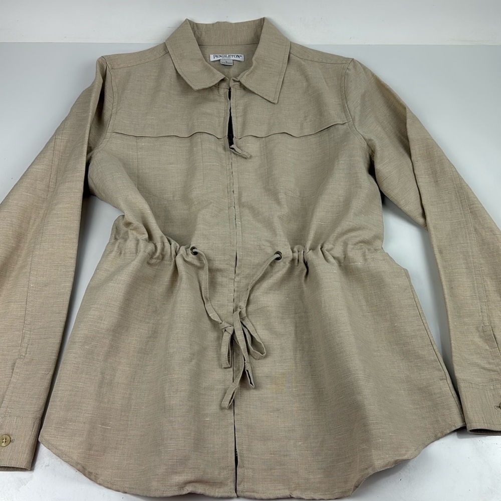 Pendleton Women’s Tan Shirt Jacket with Drawstring Waist